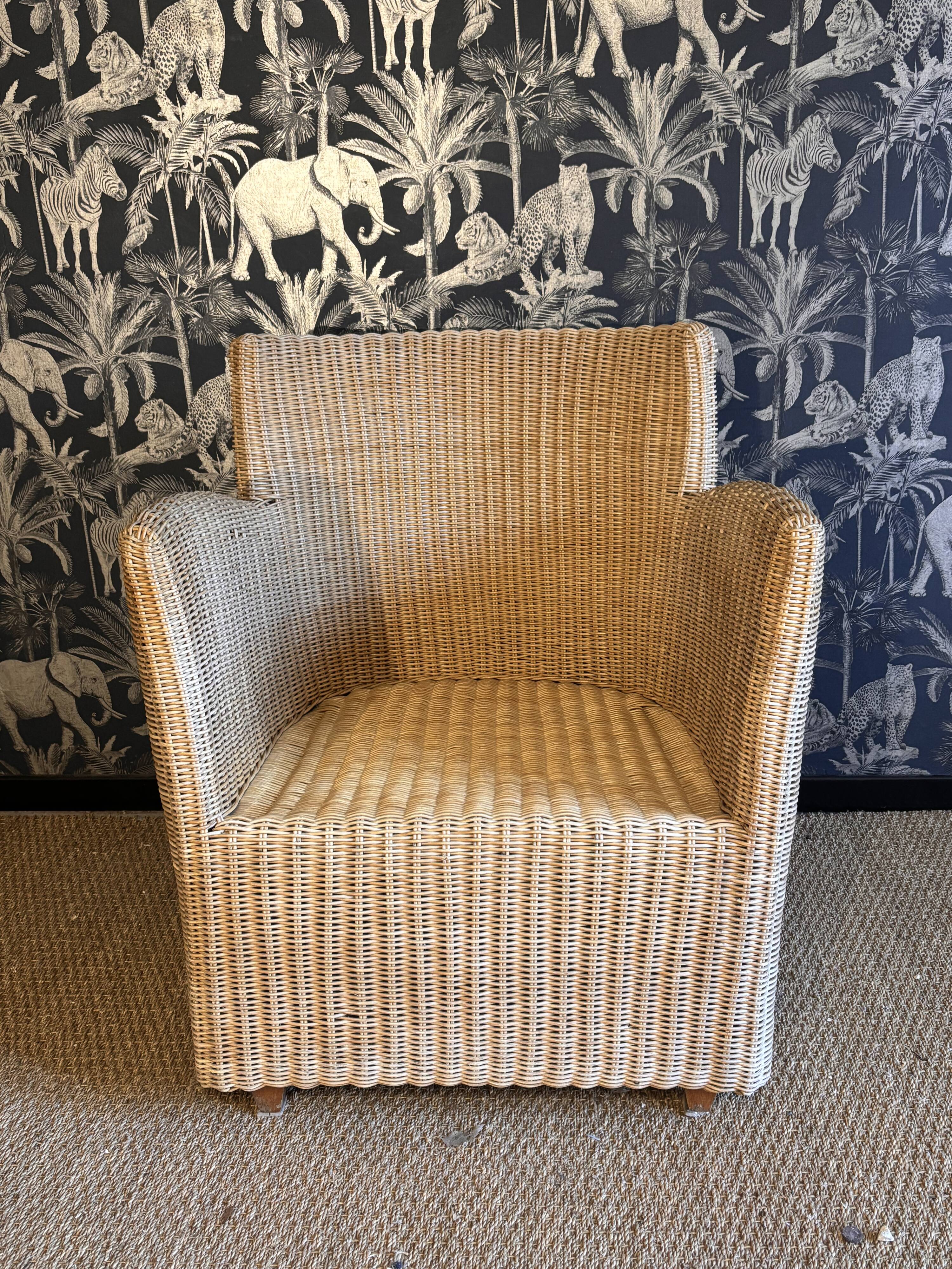 Vintage wicker armchair dlg Loom