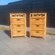 Pair of vintage bedside tables in rattan and caning – bohemian chic style