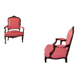 Paire de fauteuils en palissandre style Louis XV