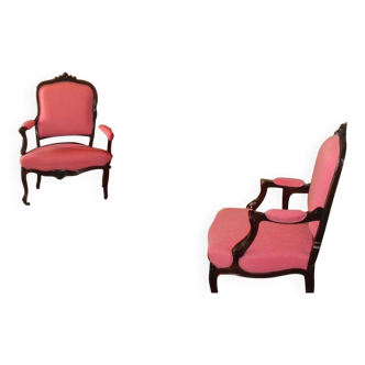 Paire de fauteuils en palissandre style Louis XV