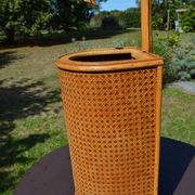 Porte-parapluie osier et cannage vintage