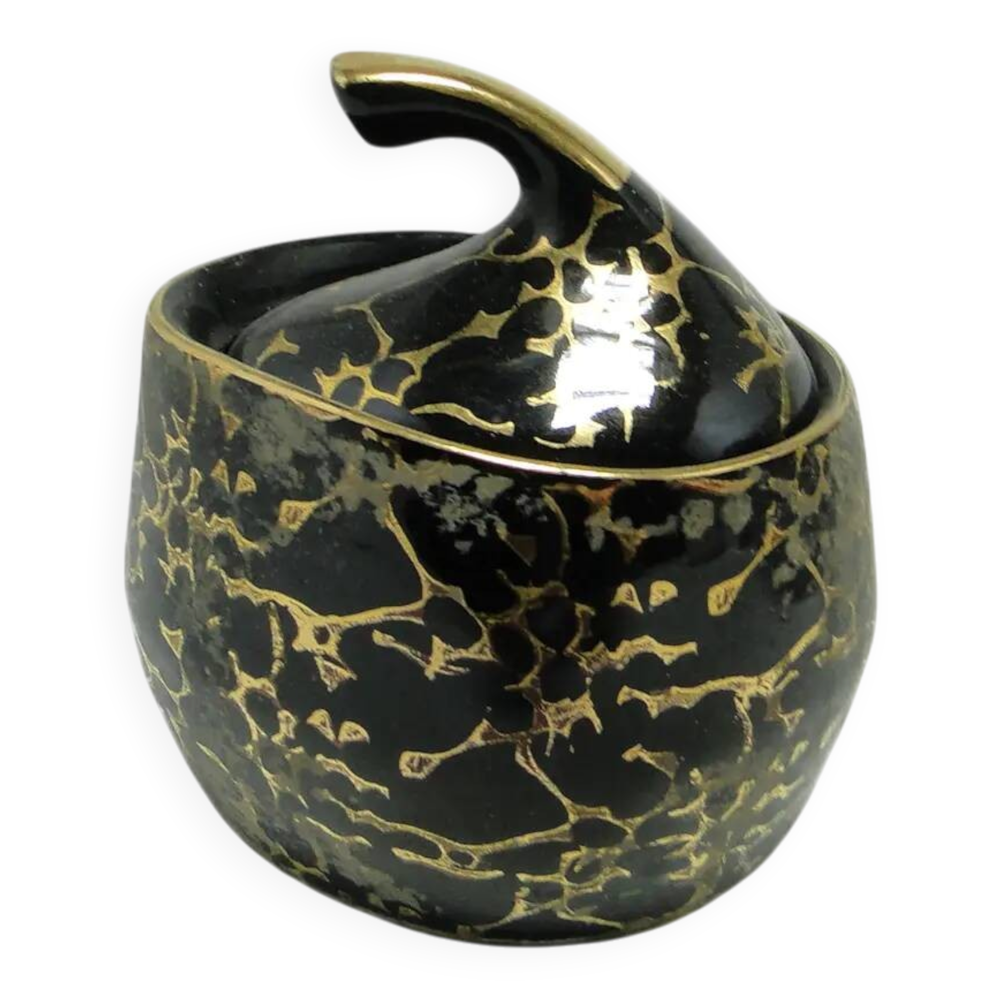 Iza sugar bowl, black porcelain, Chodzież, Poland, 1970s.