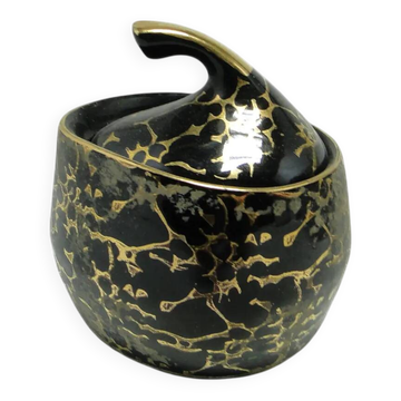 Iza sugar bowl, black porcelain, Chodzież, Poland, 1970s.