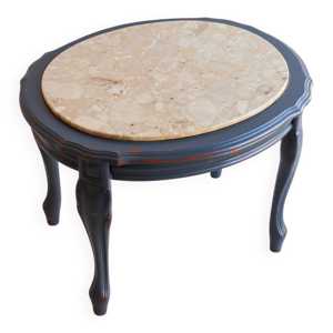 Table basse ronde style - plateau marbre