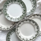 6 mismatched ironstone flat plates Murier Violetta