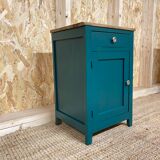 Bedside raw wood - peacock blue