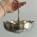 Plat ancien en verre et métal argenté