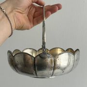 Plat ancien en verre et métal argenté
