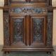 Cabinet Louis XIII revival en noyer et marbre sculpté