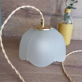 Lampe baladeuse verre dépoli blanc, vintage