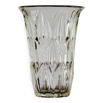 Vase en verre pressé – motif feuillage