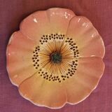 Service of 6 plates of barbotine with wild rose flowers Delphine Massier Vallauris