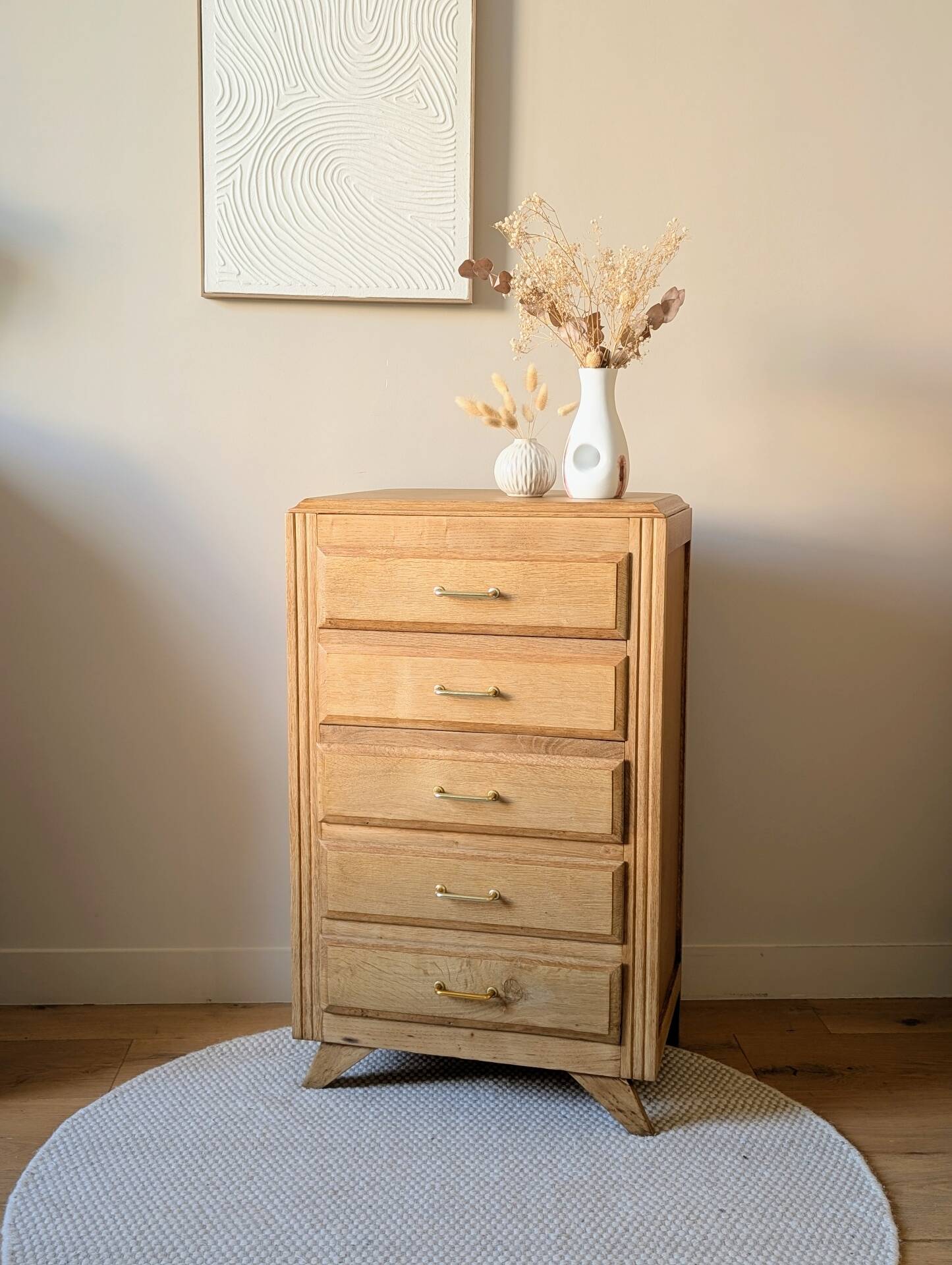 Chiffonnier vintage années 50 60 rénové pieds compas