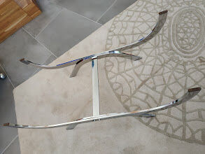 Rectangular chrome metal coffee table and 70s smoked glass