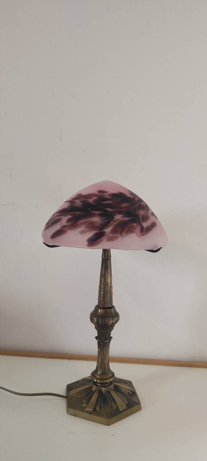 Art nouveau lamp signed Paris Stars 1950 and glass paste