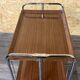 1960s 1970s Serving Cart Dinette Side Table Space Age Design Chrome Brown