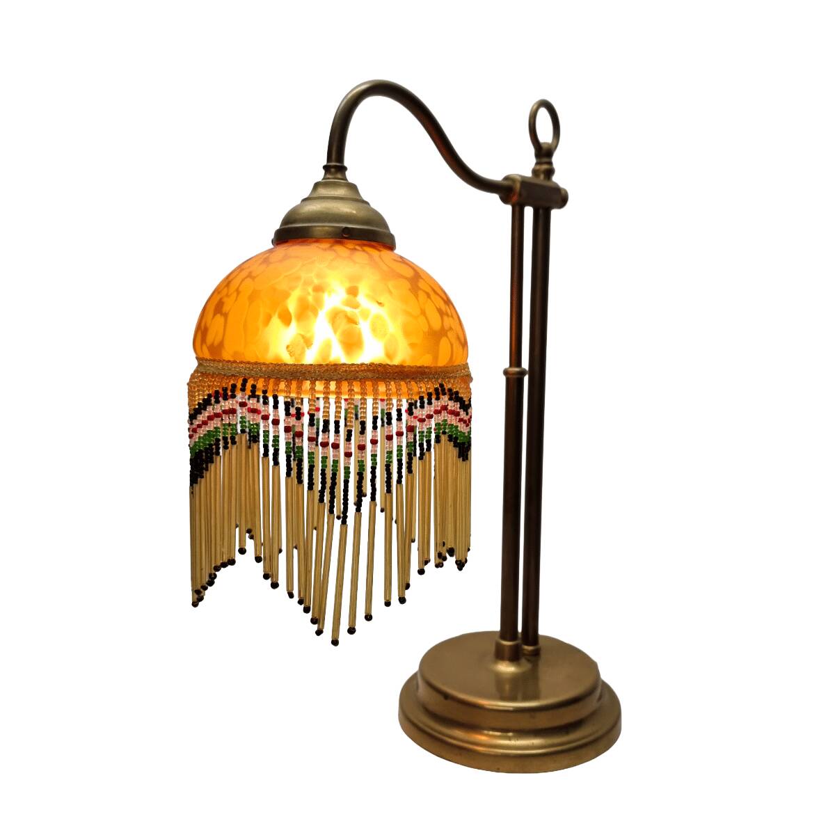Vintage Beaded Lamp On Brass Base, 1960/70s