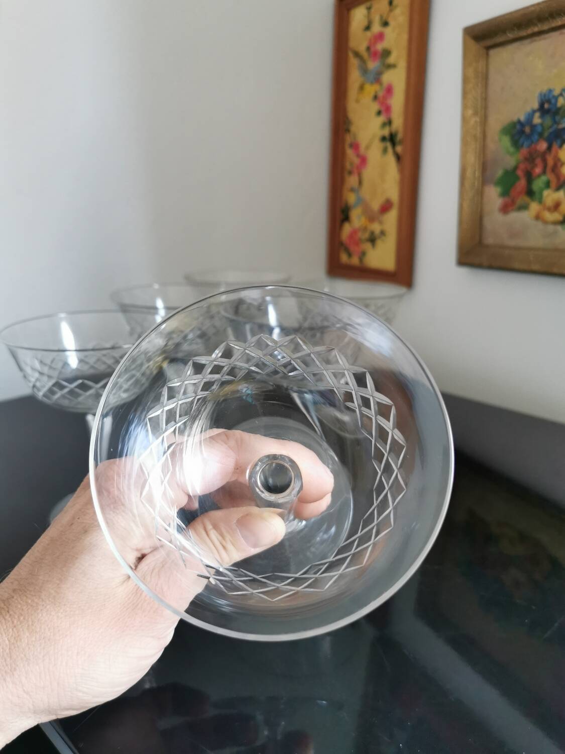 6 crystal champagne glasses