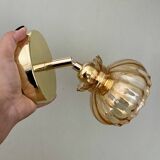 Vintage amber glass globe wall light