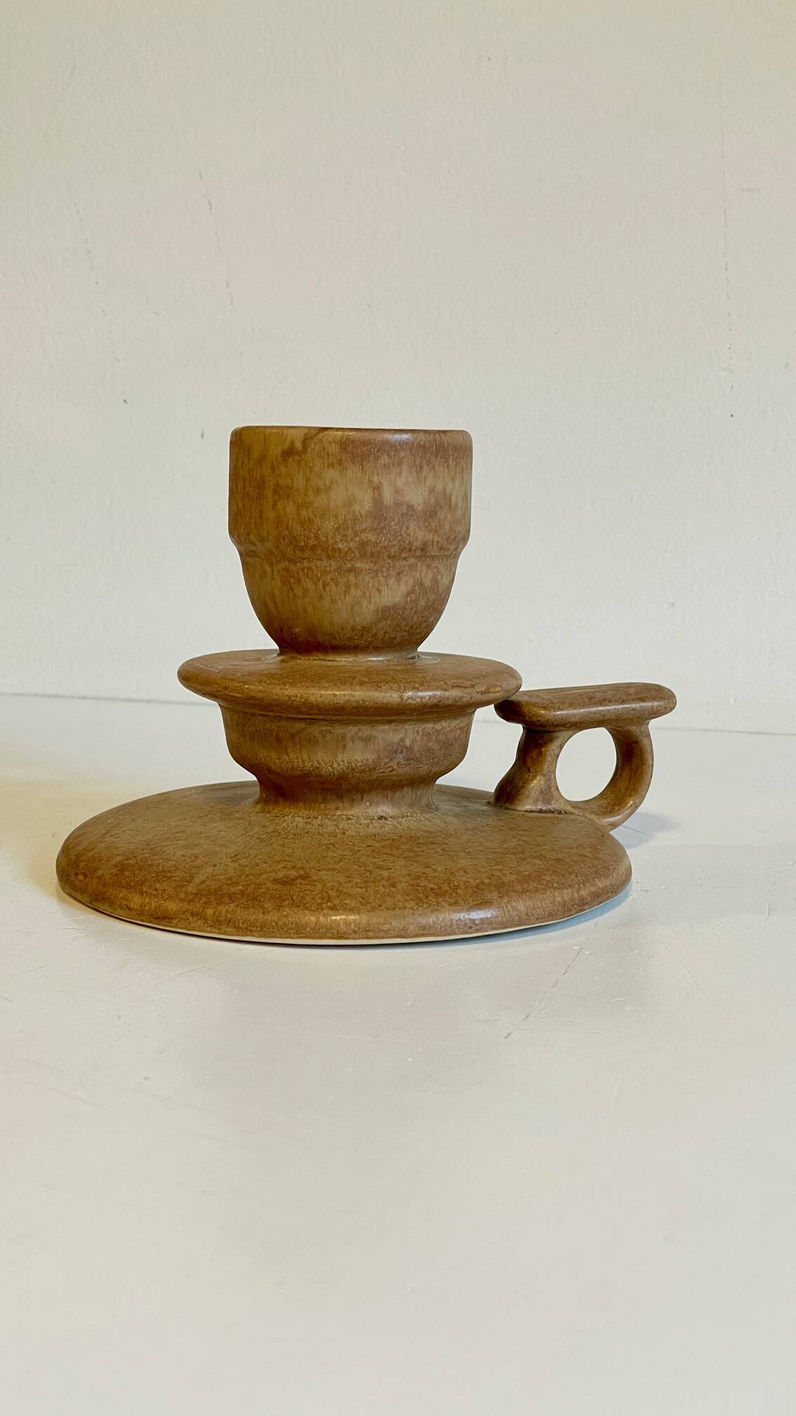 Geometric Hand CANDLE HOLDER Stoneware VINTAGE France