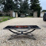 Coffee table in wrought iron and earthenware tiles by Ferlor