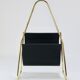 Porte-revues Carl Auböck II Midcentury, laiton et cuir noir, vintage, Autriche
