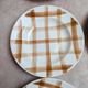 Set of 6 vintage deep plates Moulin des Loups – Checkered pattern