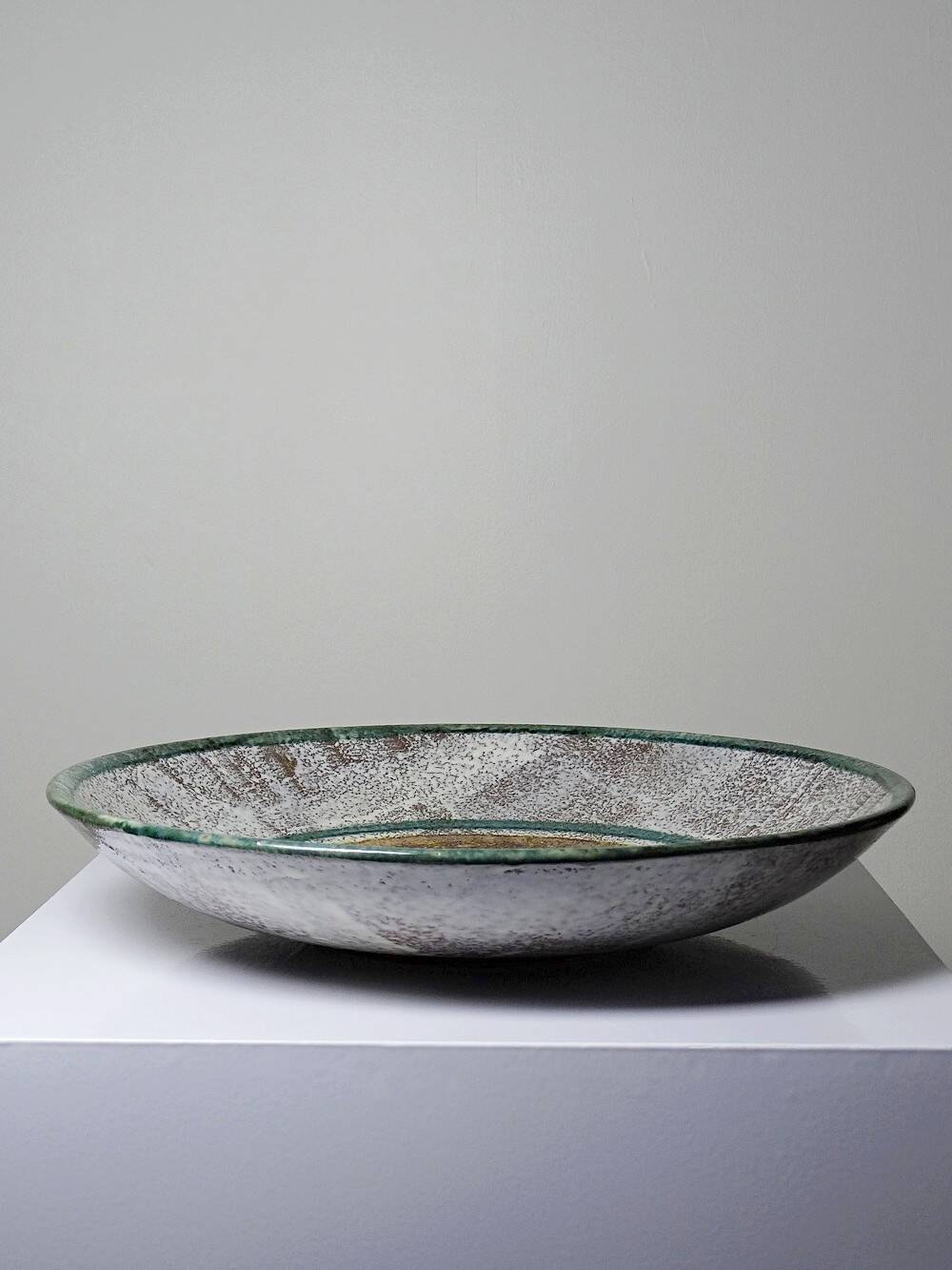 Large ceramic art bowl from the 50s and 60s, vintage wall decor or fruit bowl