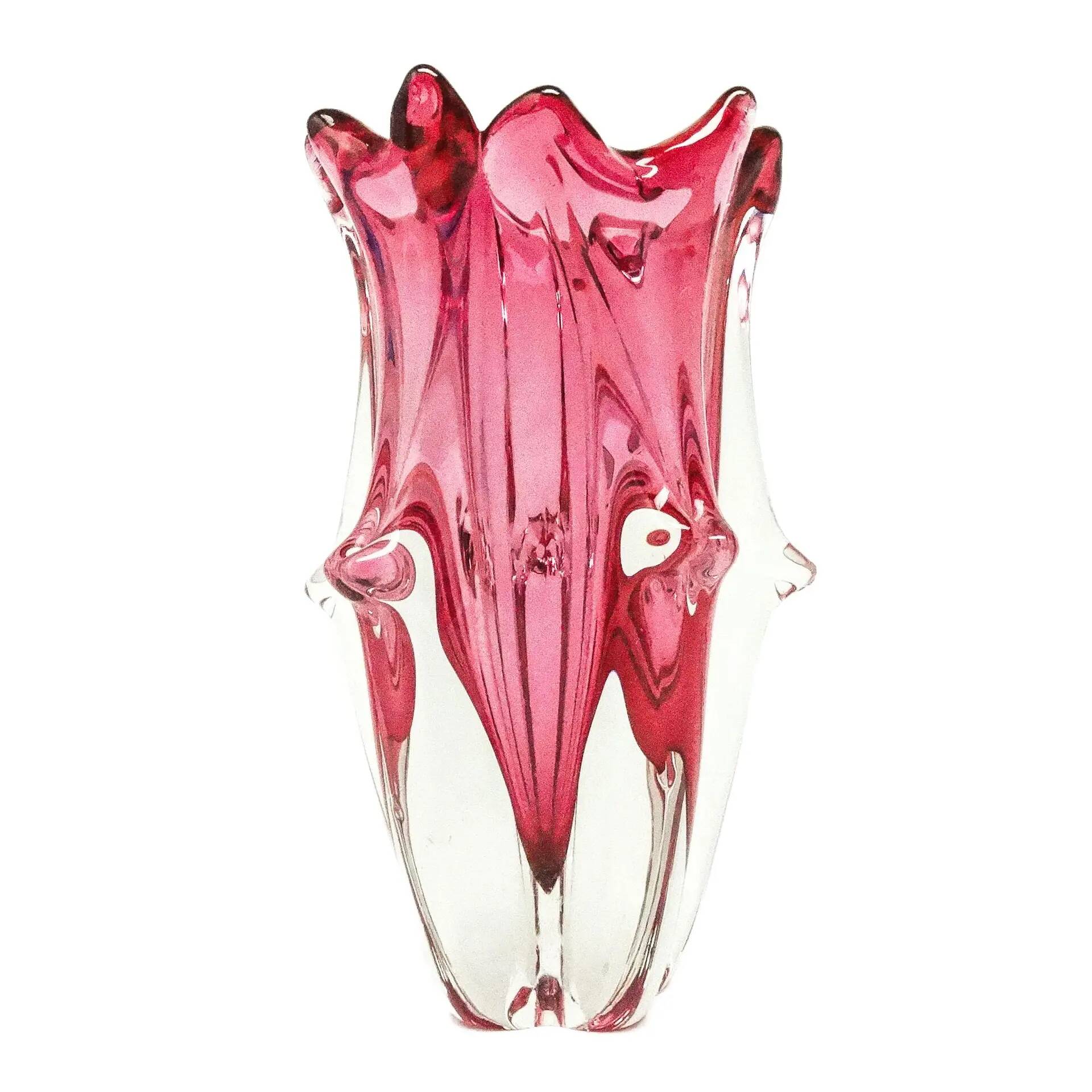 Murano vase, mid-century modern, glass, design by F. Poli, Italy, 1950s