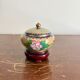 Antique Box Pot Lid Cloisonné Chinese Peony Jewellery Cosmetic