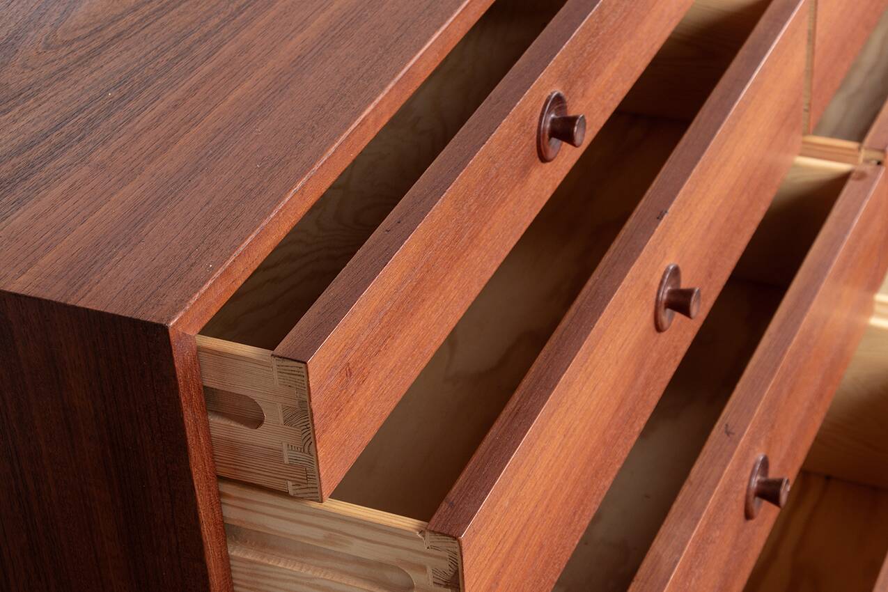Large double chest of drawers, 8 drawers, in teak by Borge Mogensen 1960.