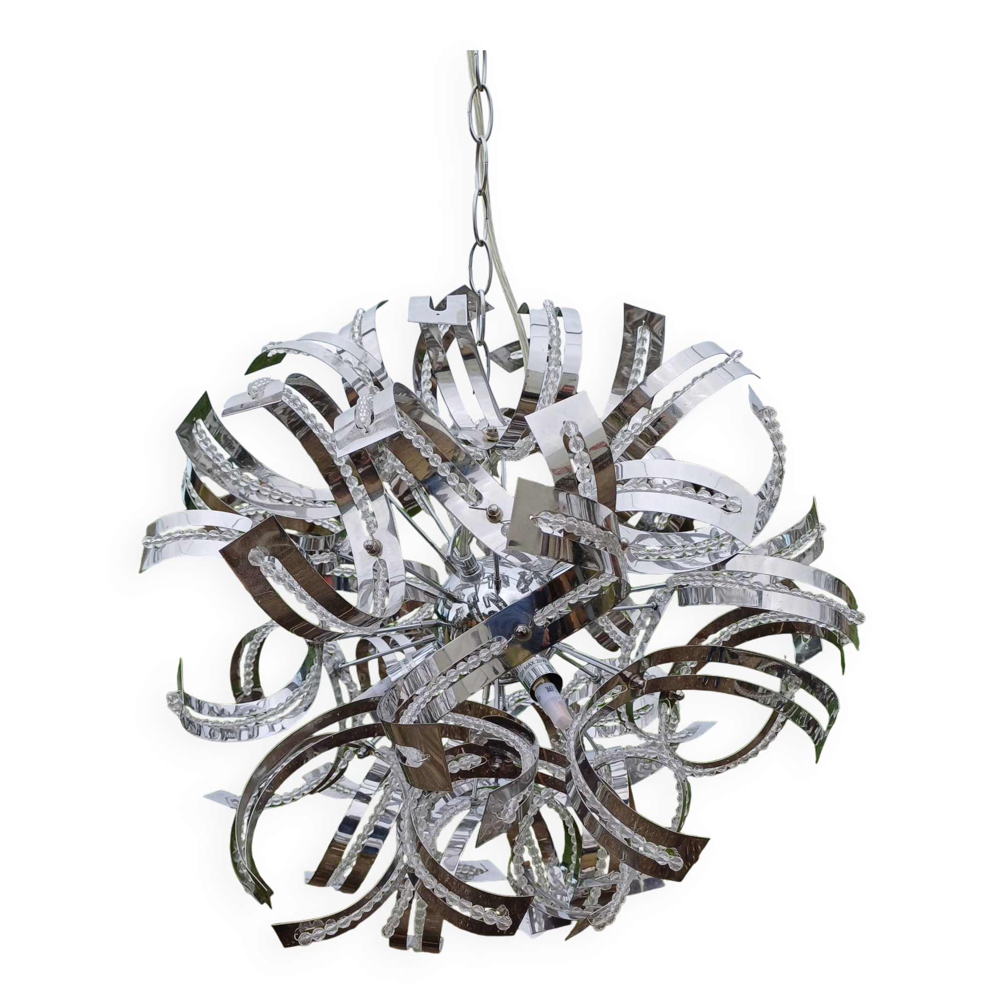 Vintage Chrome Metal Chandelier