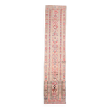 3x13 Soft Pink Vintage Oushak Long Stairs Runner Rug, 83x379 Cm