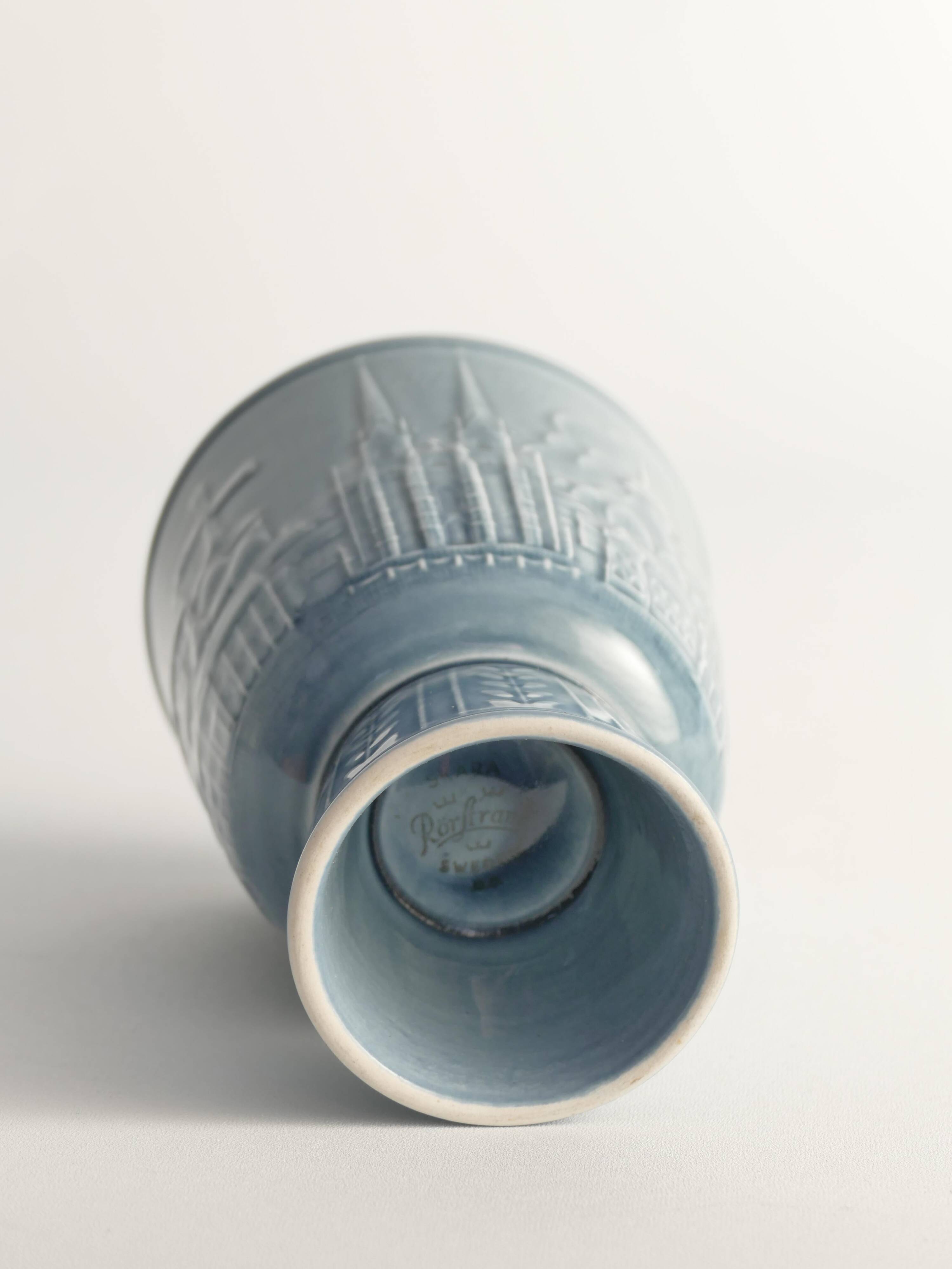 Vase bleu français moderne scandinave par Gunnar Nylund pour Rörstrand, Suède 1950