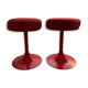 Pair of low tulip stools in red metal 1970