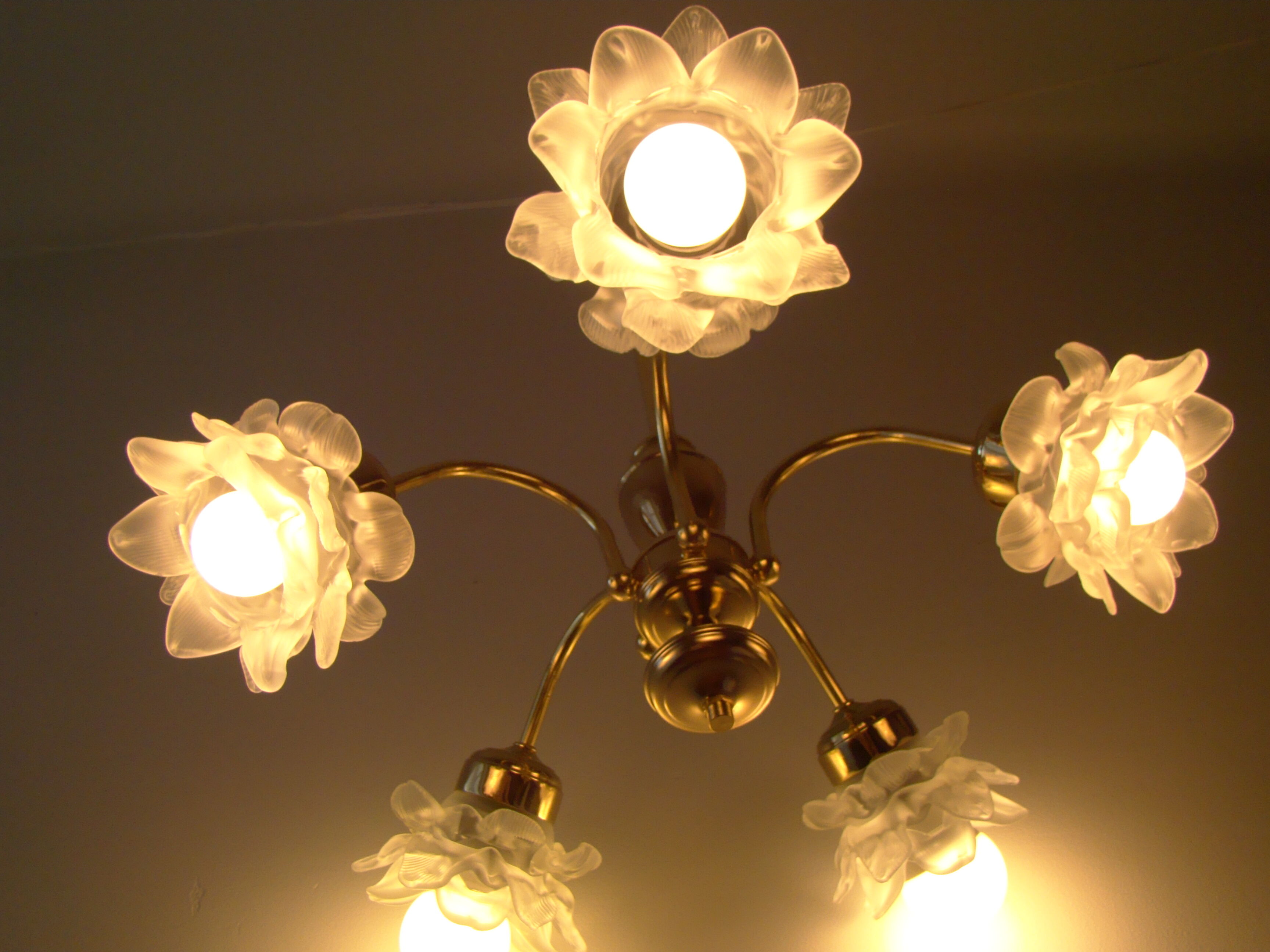 Vintage chandelier with roses in glass paste