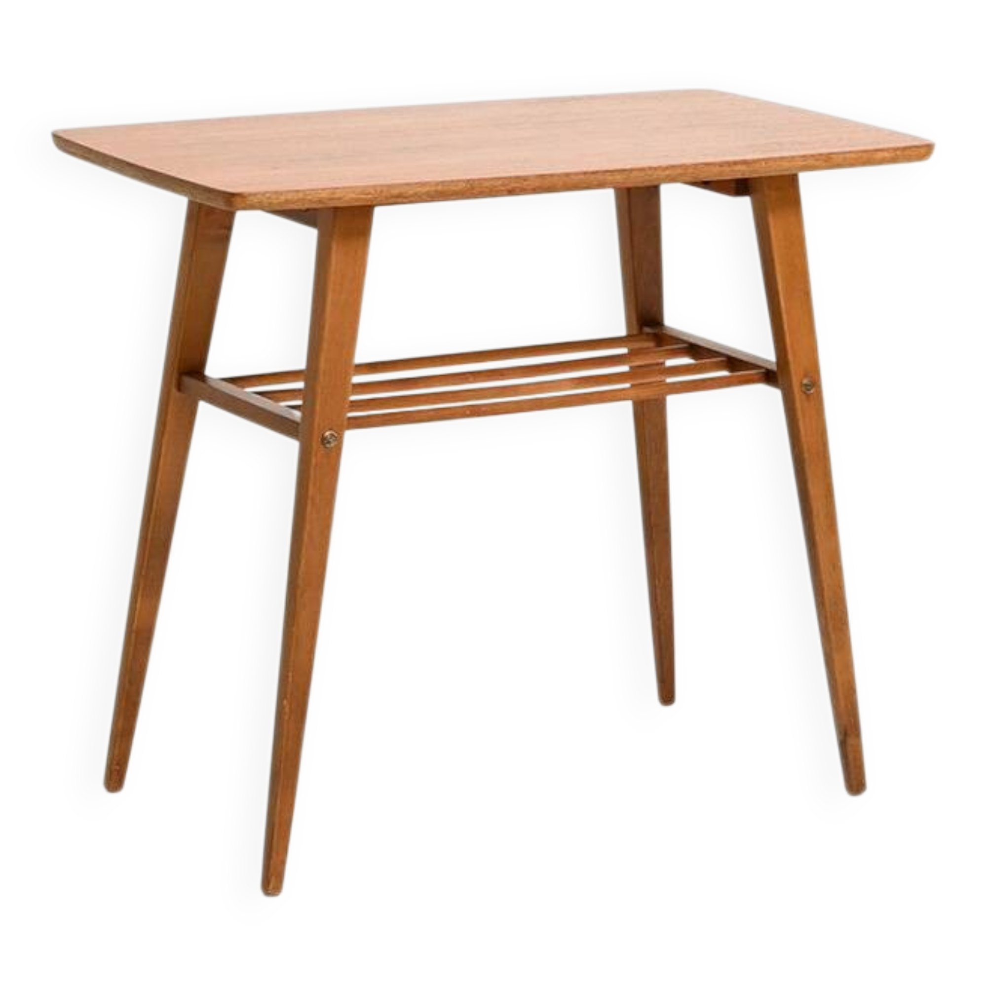 Scandinavian teak side table with magazine rack shelf, 1960s