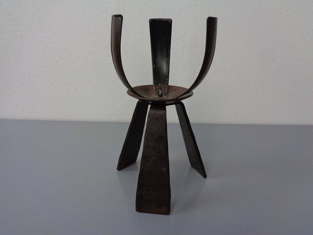 Brutalist Iron Candleholder, Germany, 1960s