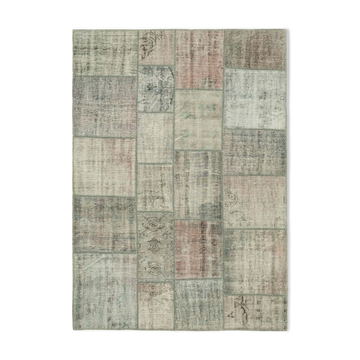 Handmade turkish overdyed 175 cm x 244 cm grey patchwork carpet