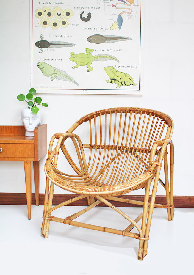 Rattan basket armchair