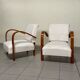 Pair of Art Deco Armchairs in Curved Wood, Italian Manufacture, 1930s - 1940s