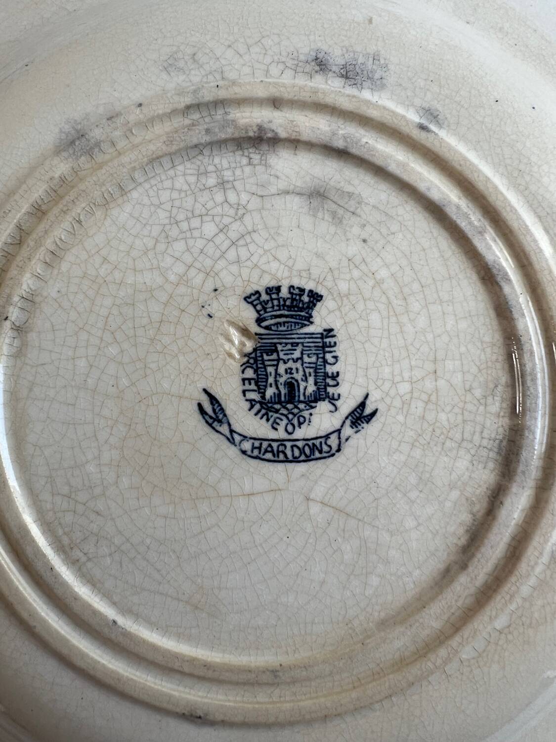 Set of 4 chardon gien terre de fer soup plates