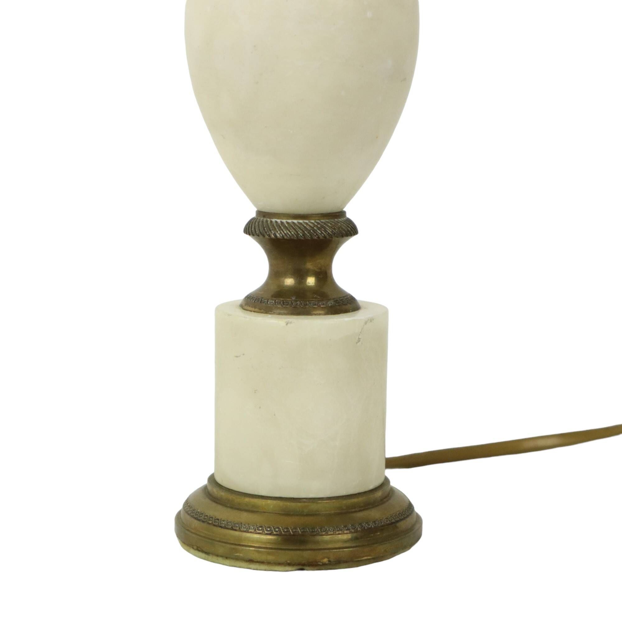 Vintage Empire Alabaster Brass Table Lamp White Lampshade 38cm