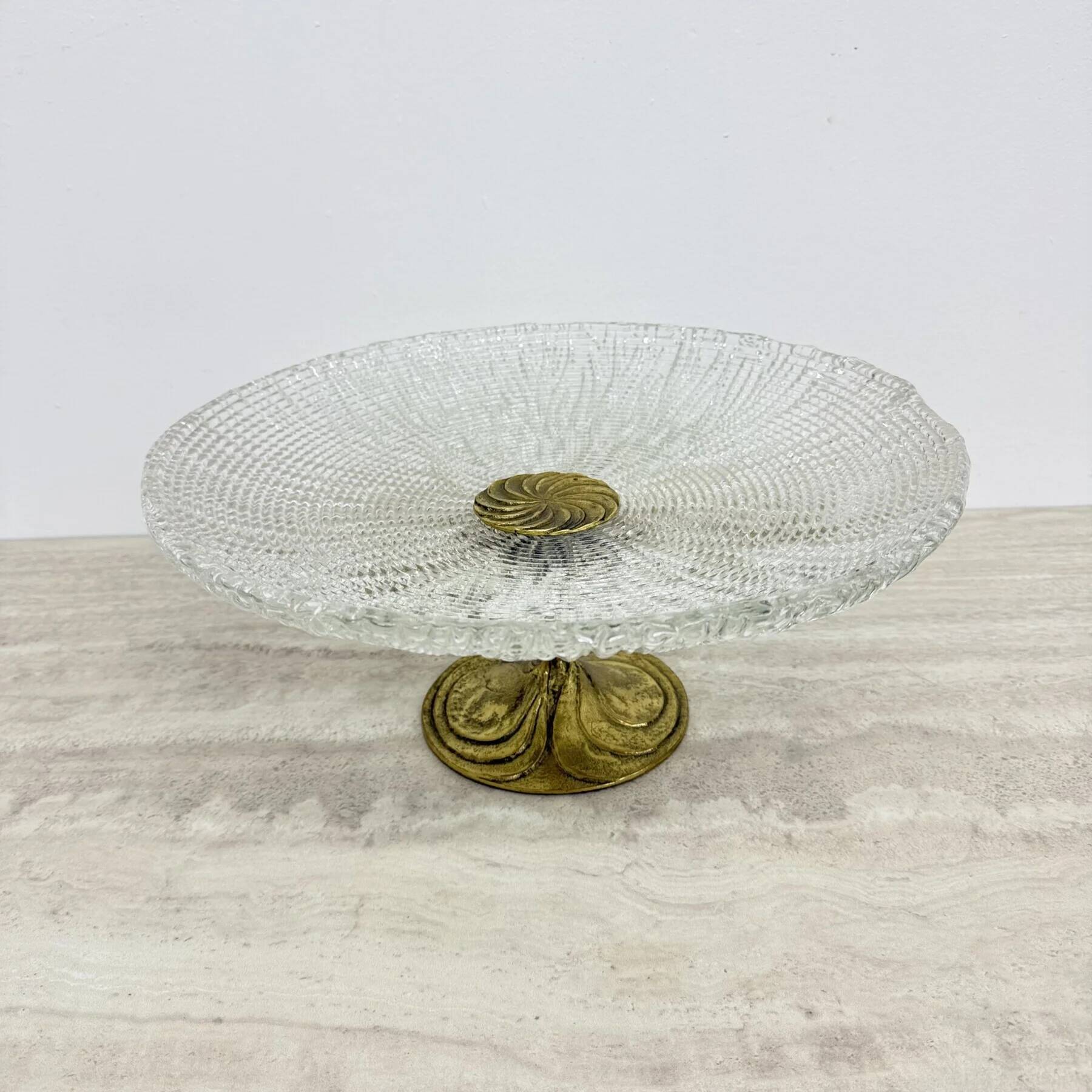 Mid-century design centrepiece crystal and brass bowl, 1960s