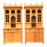 Pair of showcase furniture in solid fir XX century