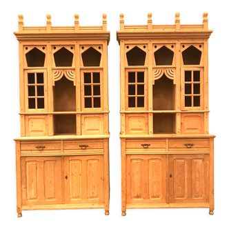 Pair of showcase furniture in solid fir XX century