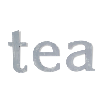Lettres d'enseigne "tea" des années 70 gris patiné