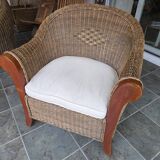2 contemporary rattan armchairs