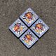 Set of 4 Gien earthenware cake dessert plates with peony decoration