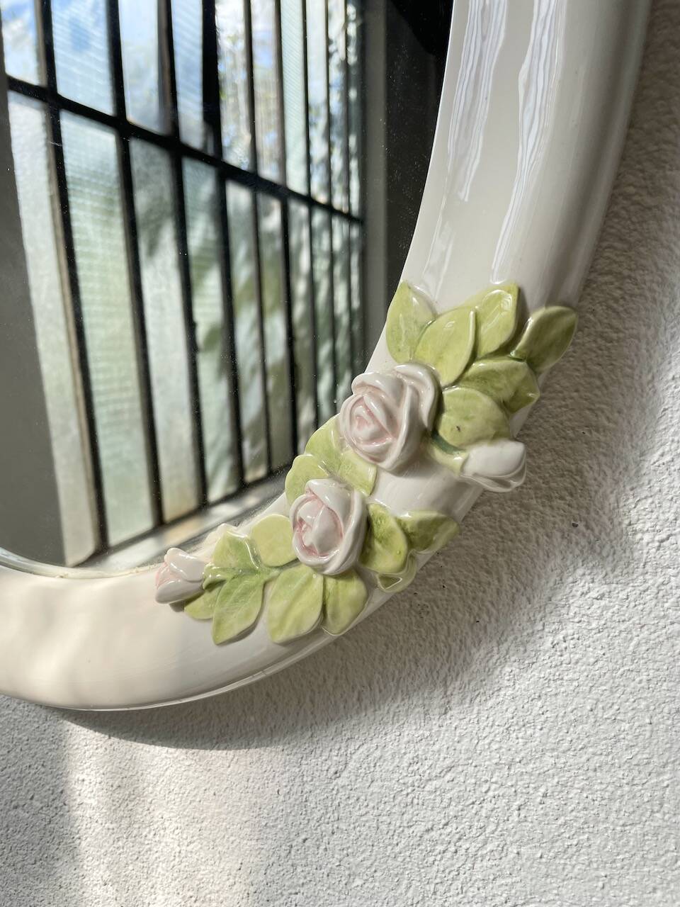 Italian style ceramic flower mirror